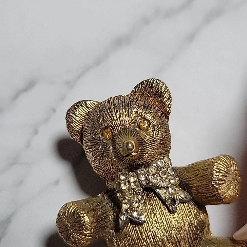 Antique Gold Metal Bear Perfume Holder